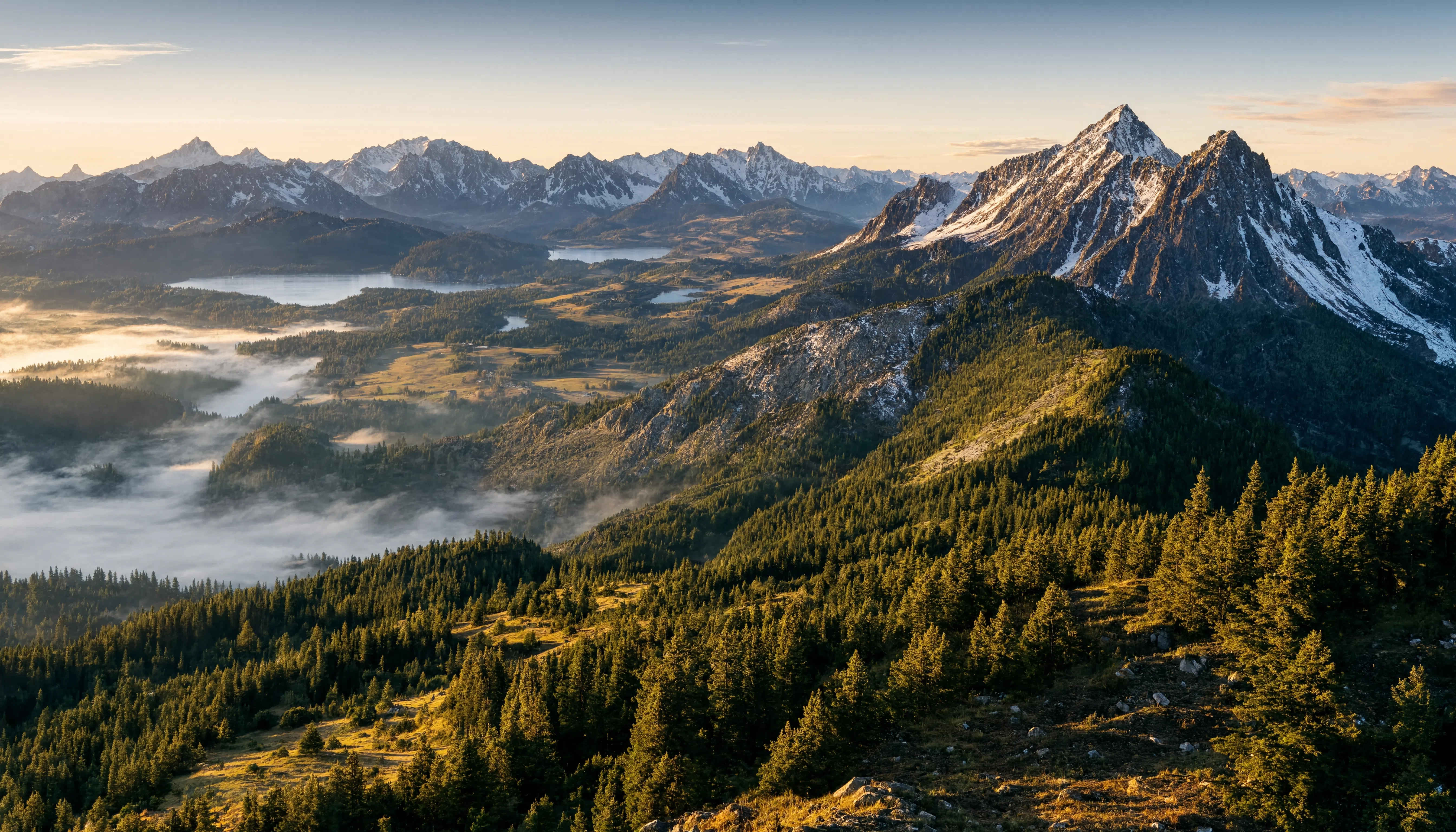 Panoramablick auf die Bayerischen Alpen bei Sonnenaufgang — Emerald Highlands